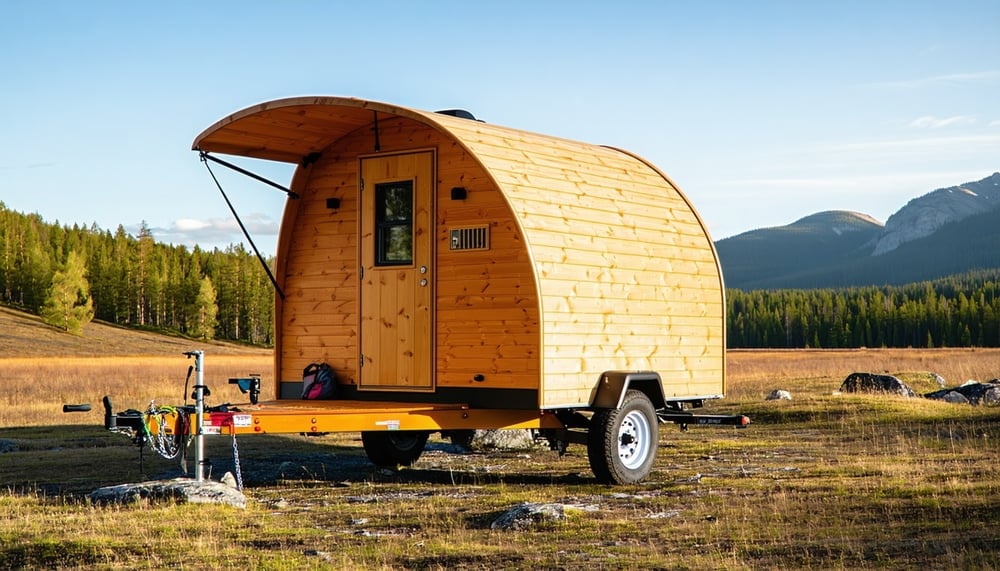Sauna camper trailer in the wilderness